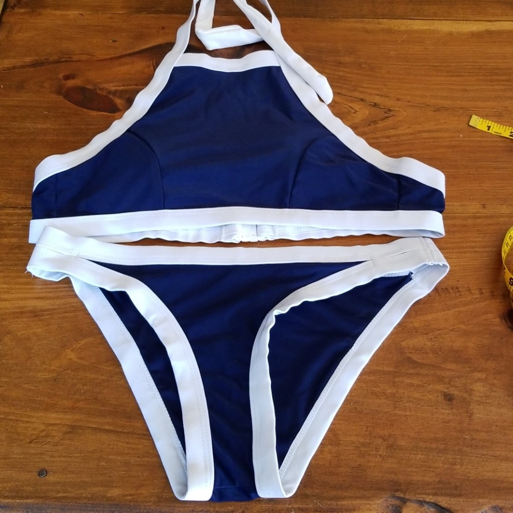 NWOT Navy and White Bathing Suit
